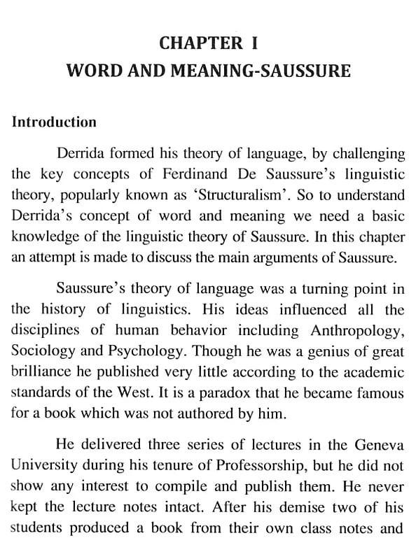Exotic India Derrida's Concept Of Word And Meaning: A Critical Analysis With Special Reference To The Semantic Theories Of Saussure Anandavardhanacarya And A.R. Rajarajavarma 