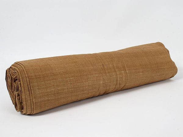 Exotic India Desert-Brown Textured Khadi/Khaddar Cotton Fabric From Handloom Laghu Udyog 