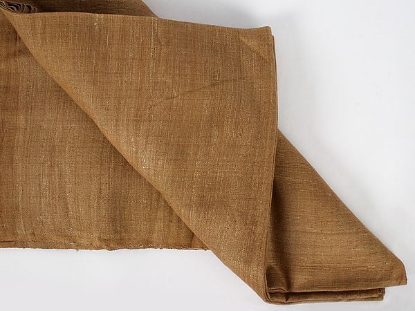 Exotic India Desert-Brown Textured Khadi/Khaddar Cotton Fabric From Handloom Laghu Udyog 