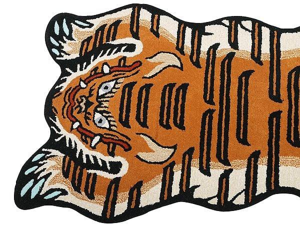 Exotic India Desert-Sun Tibetan Tiger Wool Yogic Asana Mat From Mirzapur 