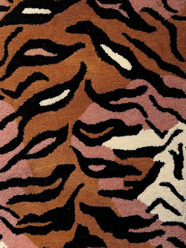 Exotic India Desert-Sun Tiger Skin Handmade Tufted Yogic Asana Mat From Mirzapur 