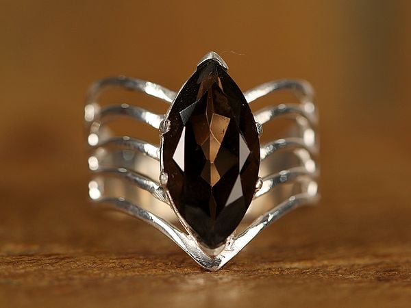 Exotic India Designer Cage Ring With Stone | Sterling Silver Ring 