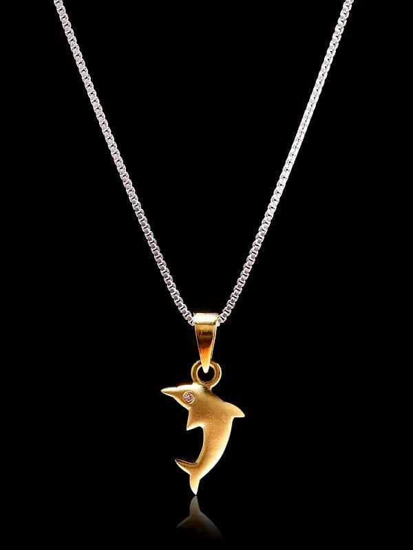exotic india Designer Dolphin Pendant with Diamond Eye 