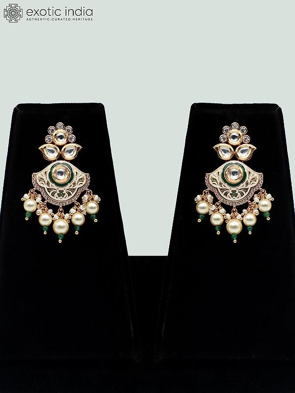 Exotic India Designer Meenakari Light Necklace Set With Matching Earrings And Beads
