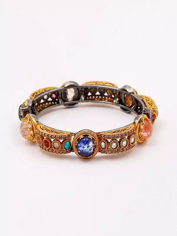 exotic india Designer Multi Stone Studded Openable Bangle