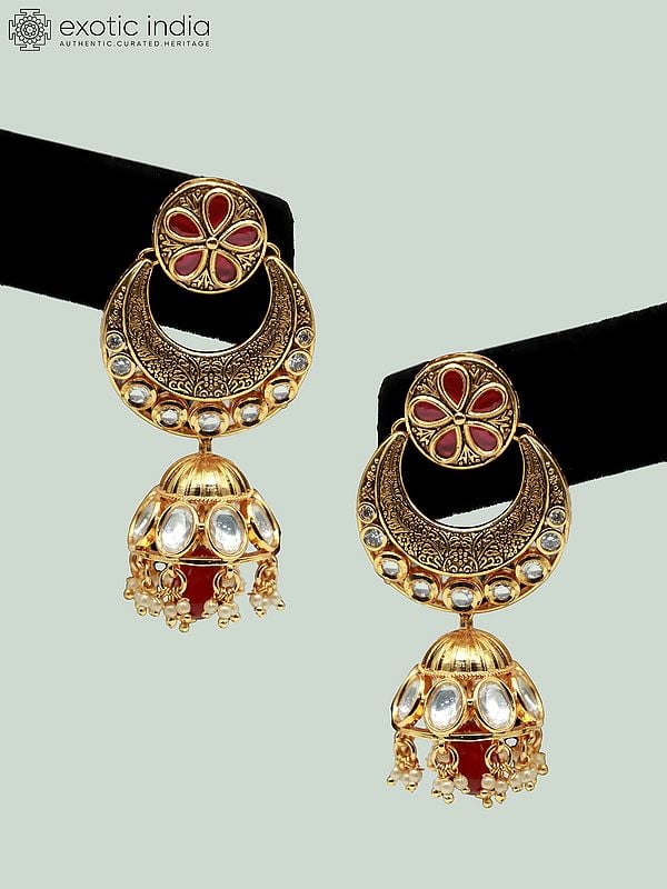Exotic India Designer Necklace Set In Attractive Pendant Look With Beautiful Earrings 