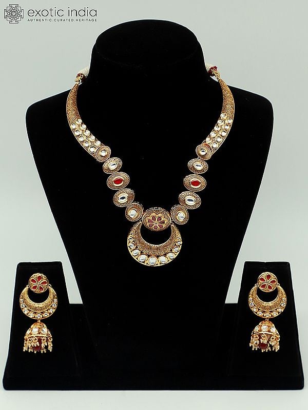 exotic india Designer Necklace Set In Attractive Pendant Look With Beautiful Earrings 