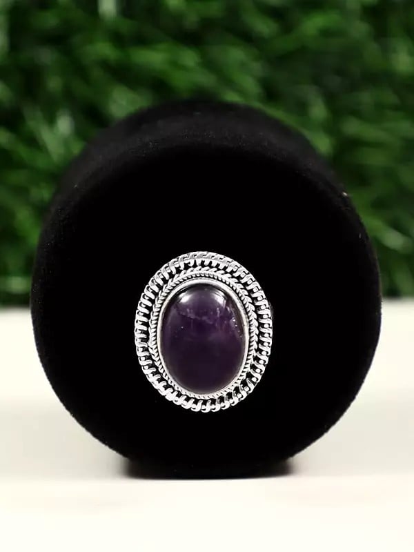 exotic india Designer Oval Cut Amethyst Gemstone Ring 