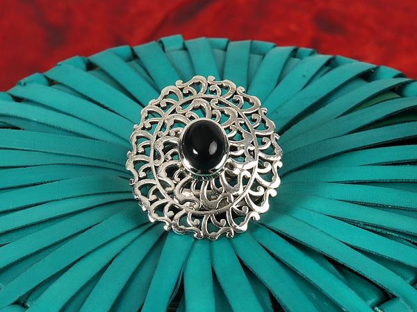Exotic India Designer Oval Stone Ring | Sterling Silver Ring 
