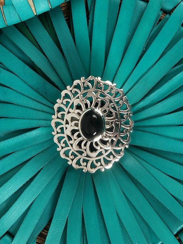 Exotic India Designer Oval Stone Ring | Sterling Silver Ring 