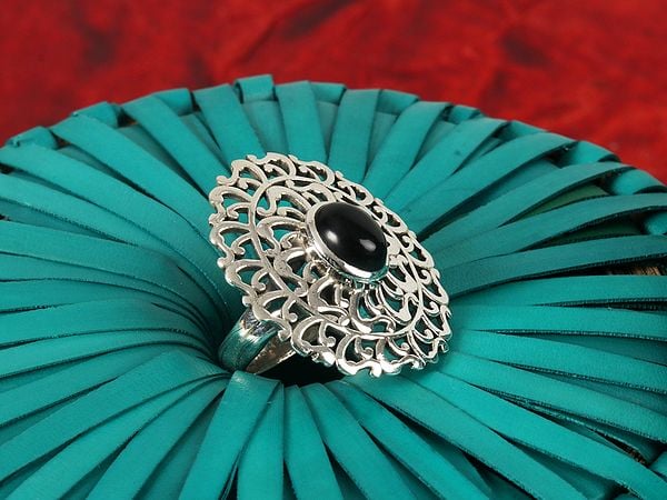 exotic india Designer Oval Stone Ring | Sterling Silver Ring 