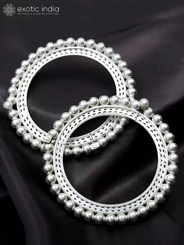 Exotic India Designer Sterling Silver Bangle (Price Per Piece) 