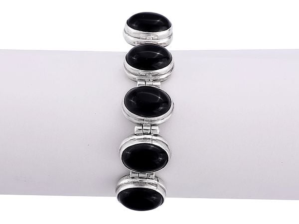 Exotic India Designer Sterling Silver Bracelet With Gemstone 