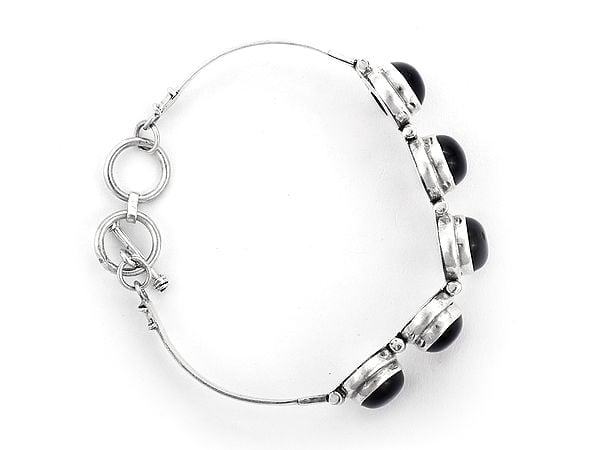 Exotic India Designer Sterling Silver Bracelet With Gemstone 