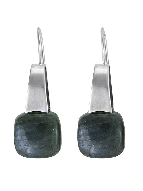 exotic india Designer Sterling Silver Earring with Labradorite Stone