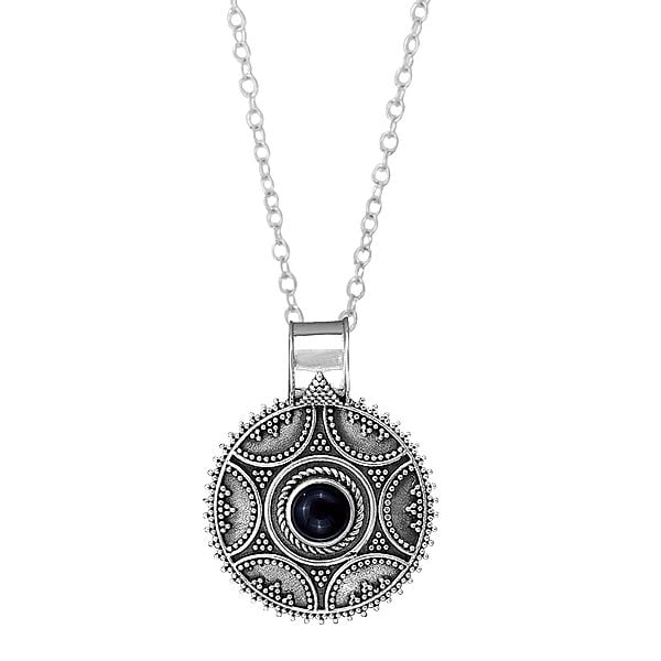 Exotic India Designer Sterling Silver Pendant Jewelry With Gemstone 