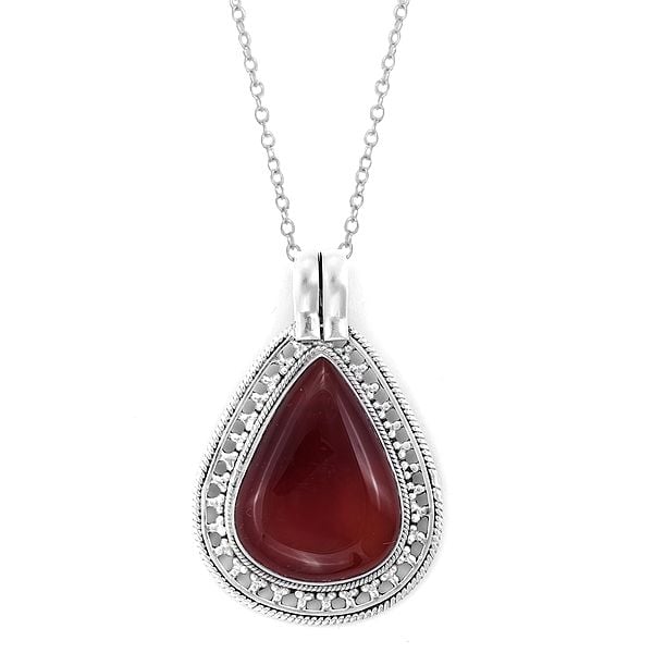 Exotic India Designer Sterling Silver Pendant With Gemstone