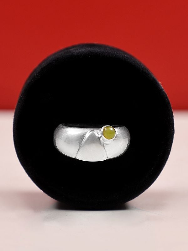 exotic india Designer Sterling Silver Ring with Green Chalcedony Stone 