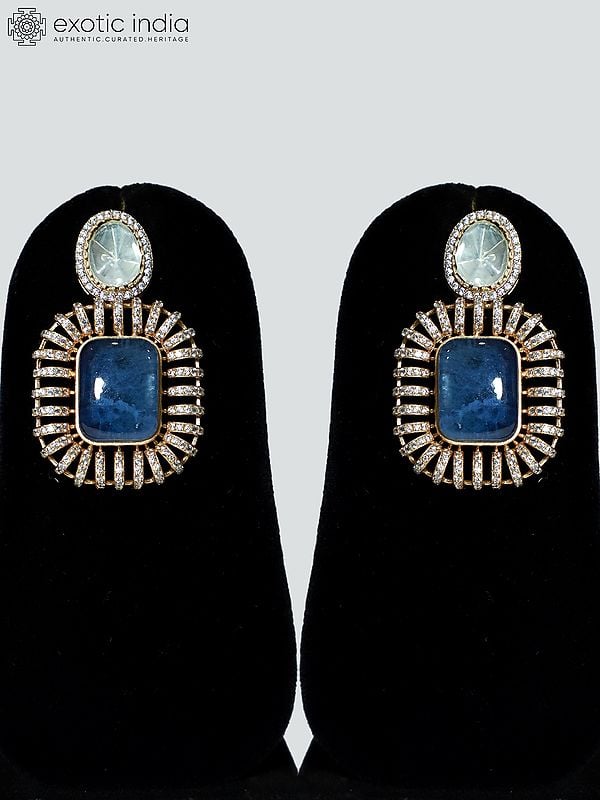Exotic India Designer Stone Studded Copper And Kundan Necklace Set With Earrings