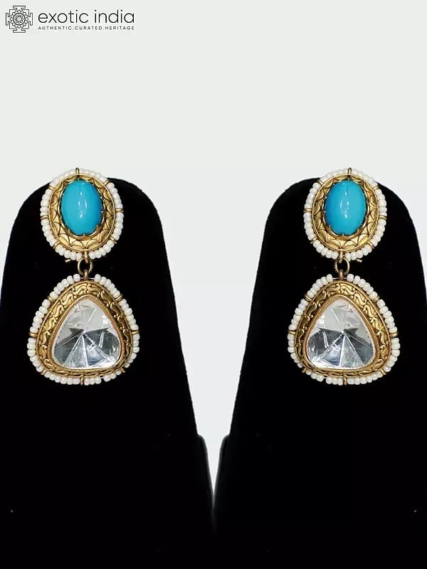 Exotic India Designer Stone Studded Embellished Necklace Set With Earrings