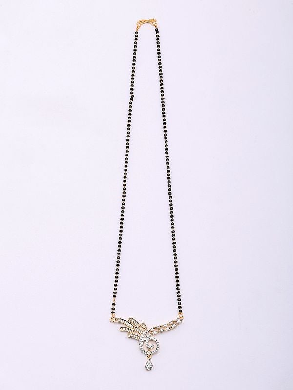 Exotic India Designer Stone Studded Mangalsutra Set With Earrings 