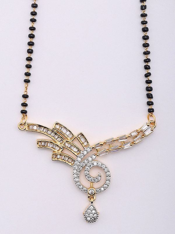 Exotic India Designer Stone Studded Mangalsutra Set With Earrings 