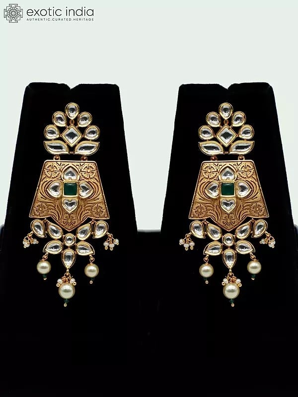 Exotic India Designer Tara Matte Finish Meenakari Set With Mangtika And Earrings In Brass