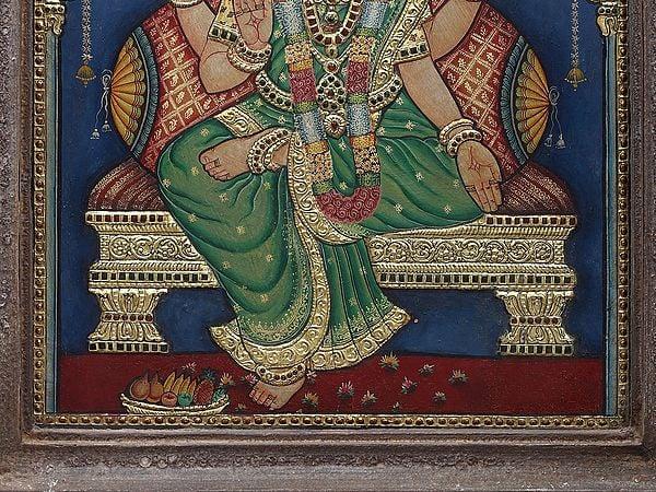 Exotic India Devi Lakshmi Thanjavur Painting | Traditional Colors With 24K Gold