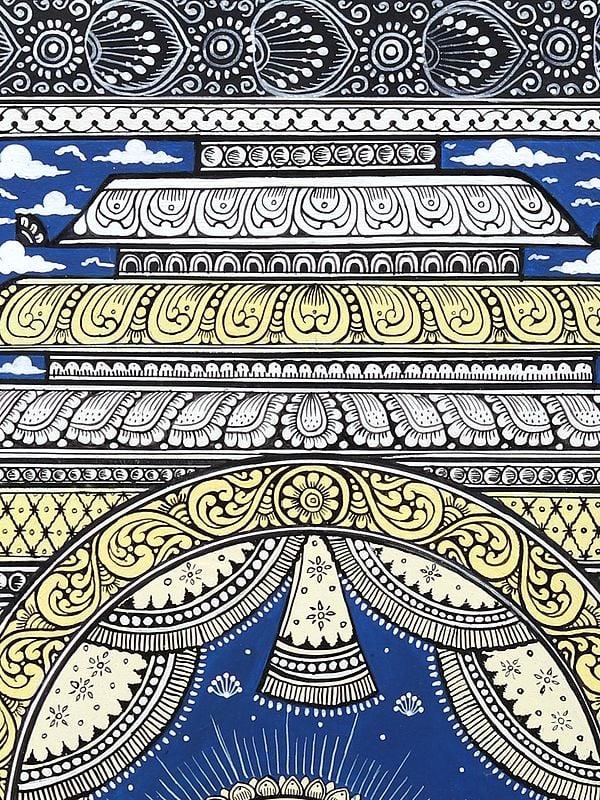 Exotic India Devi Saraswati Seated On Lotus Playing Veena | Pattachitra Painting From Odisha 