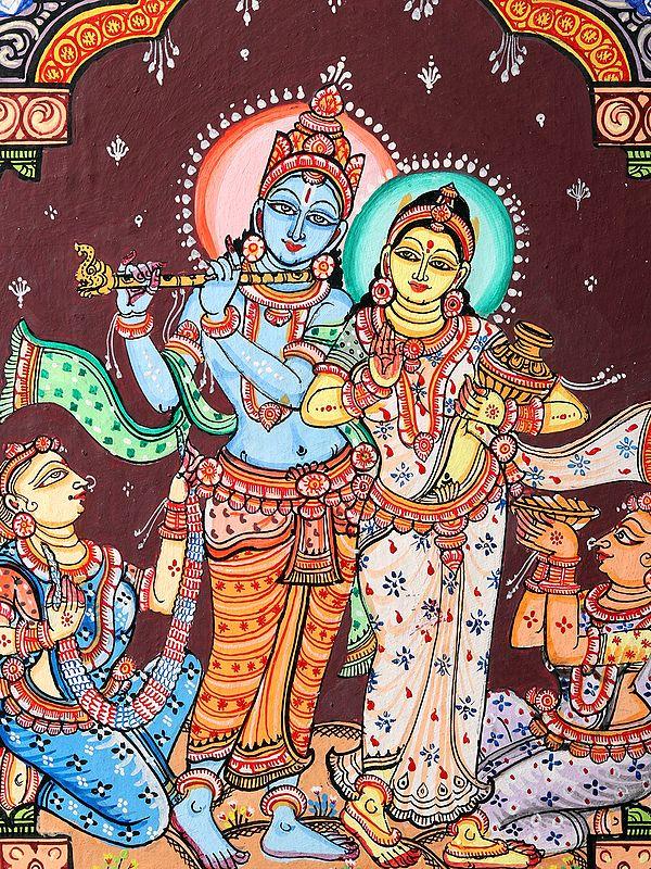 Exotic India Devine Pair Of Radha Krishna | Pattachitra Painting