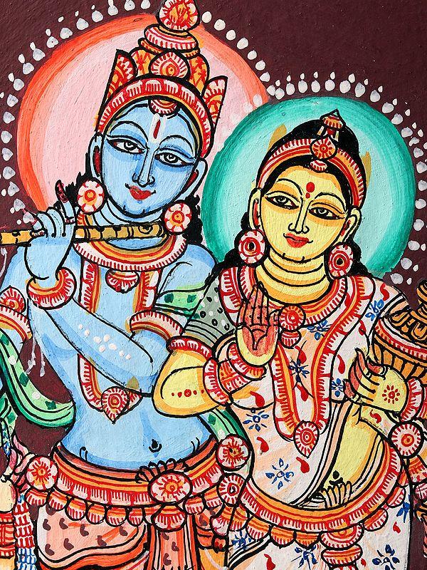 Exotic India Devine Pair Of Radha Krishna | Pattachitra Painting