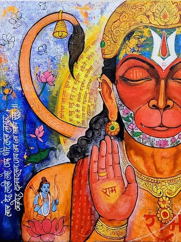 Exotic India Devotion Of Lord Hanuman | Acrylic On Canvas | By Arjun Das 