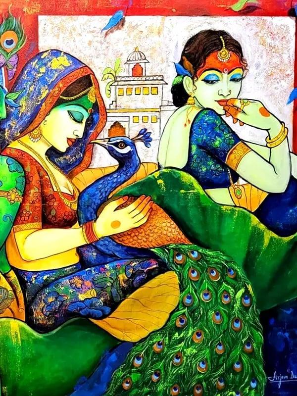 Exotic India Devotion Of Lord Krishna | Acrylic On Canvas | By Arjun Das 