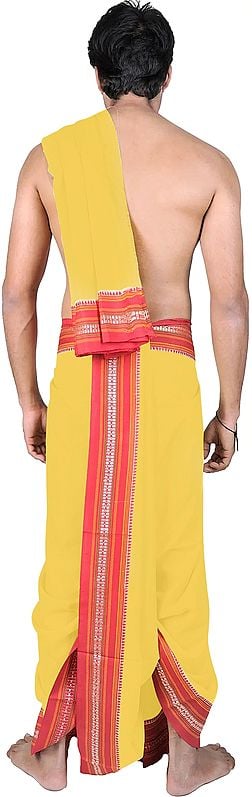 Exotic India Dhoti And Veshti Set With Temple Border 
