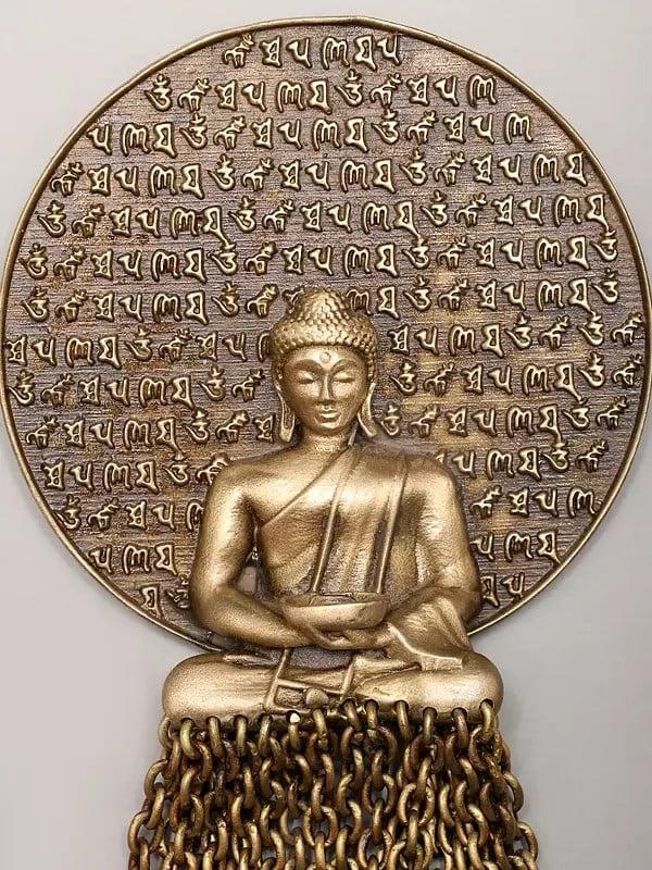 Exotic India Dhyana Mudra Buddha Brooch With Dangling Chains 