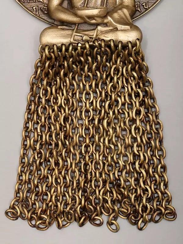Exotic India Dhyana Mudra Buddha Brooch With Dangling Chains 