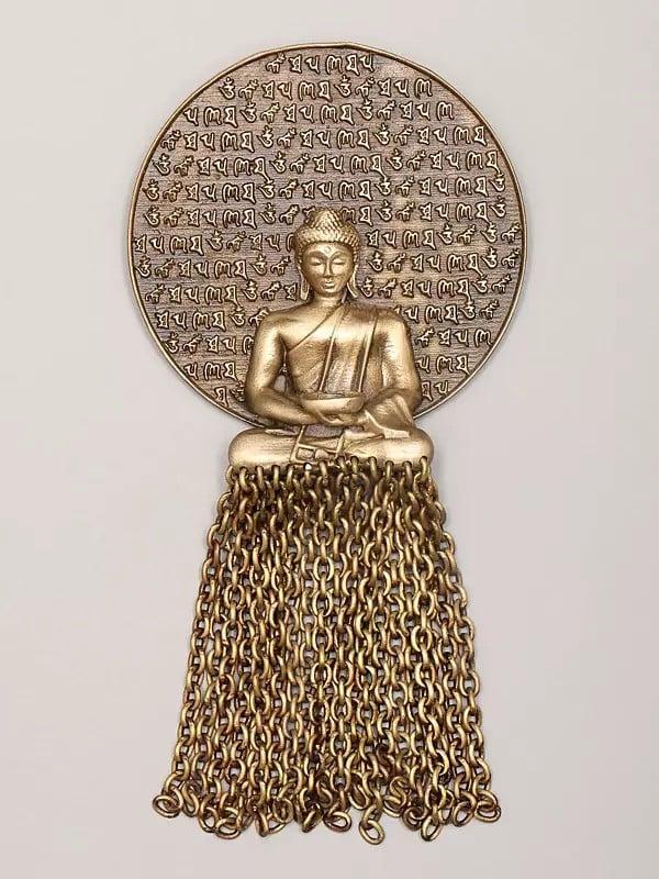 exotic india Dhyana Mudra Buddha Brooch with Dangling Chains 