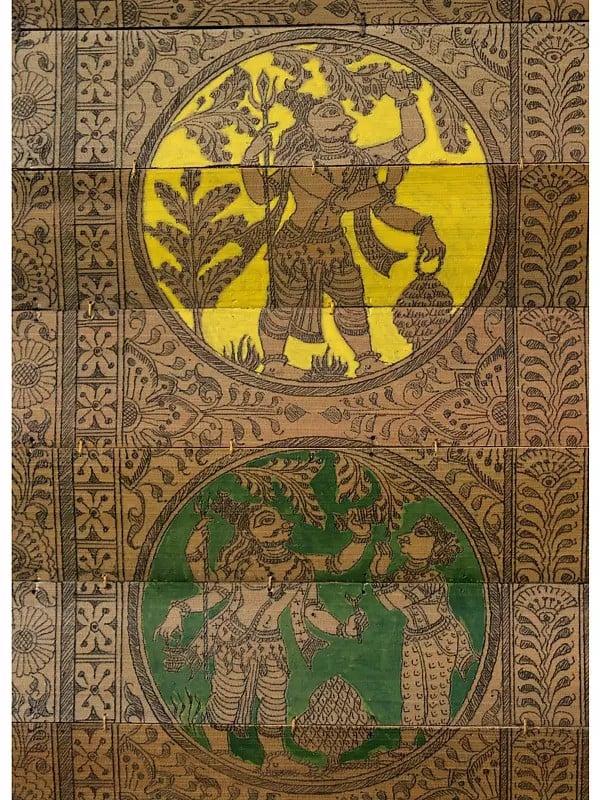 Exotic India Different Forms Of Lord Ganesha With His Life Story | Superfine Pattachitra Painting On Palm Leaf 