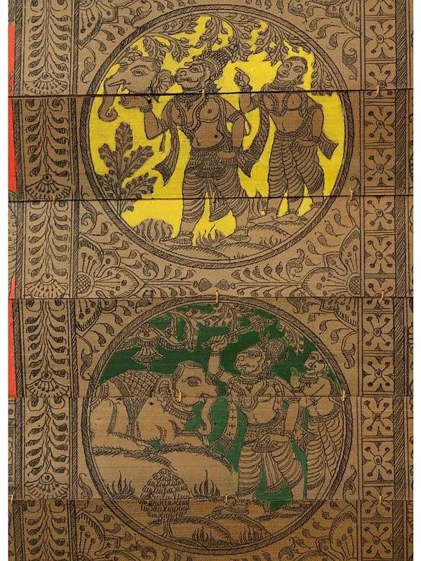 Exotic India Different Forms Of Lord Ganesha With His Life Story | Superfine Pattachitra Painting On Palm Leaf 