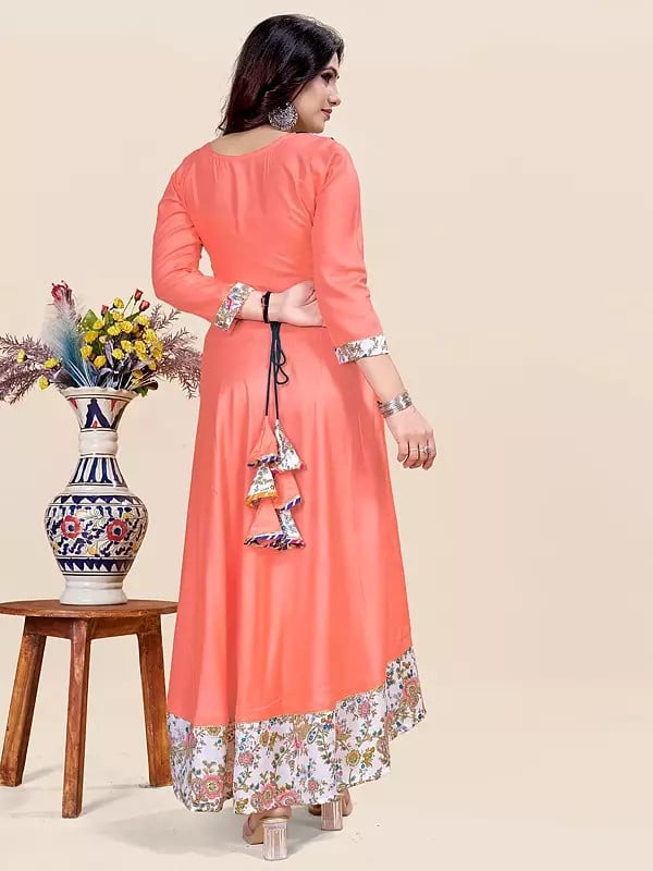 Exotic India Digital Floral Print Designer Rayon Party Wear A-Line Attractive Gown