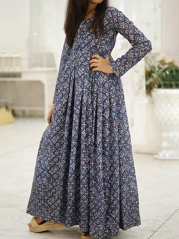 Exotic India Digital Print Full Sleeve Festive Wear Faux Georgette Designer Gown For Girls 