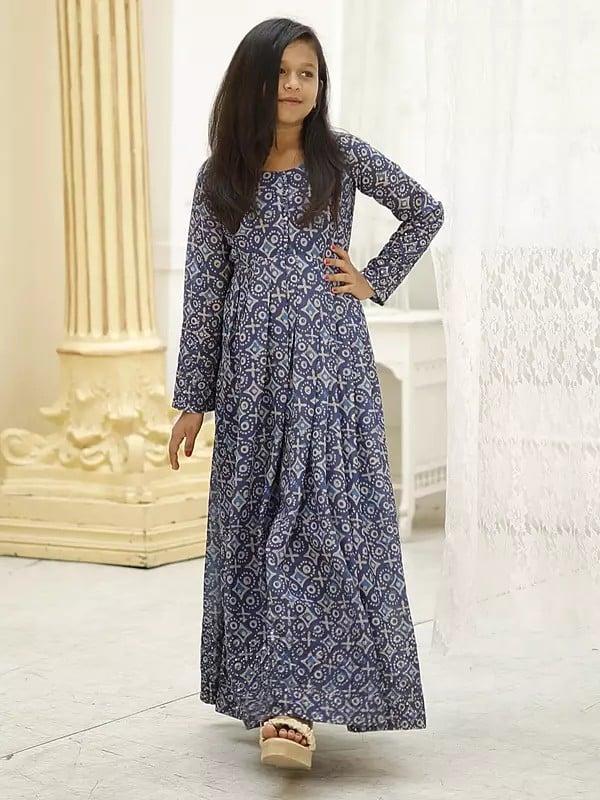 exotic india Digital Print Full Sleeve Festive Wear Faux Georgette Designer Gown For Girls 