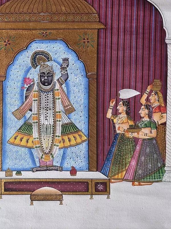 Exotic India Divine Darshan Of Lord Shrinathji | Pichwai Art | Watercolor On Cotton 
