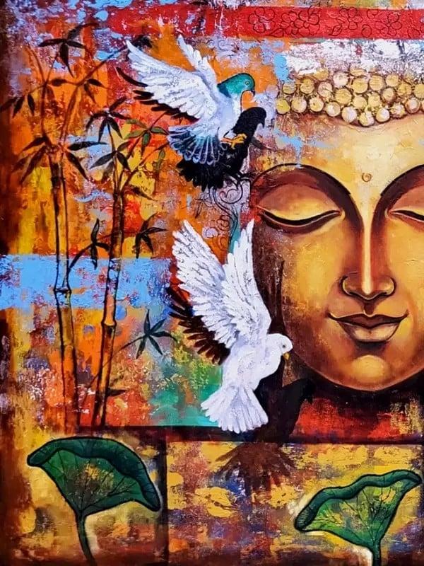 Exotic India Divine Face Of Lord Buddha | Acrylic On Canvas | By Arjun Das 