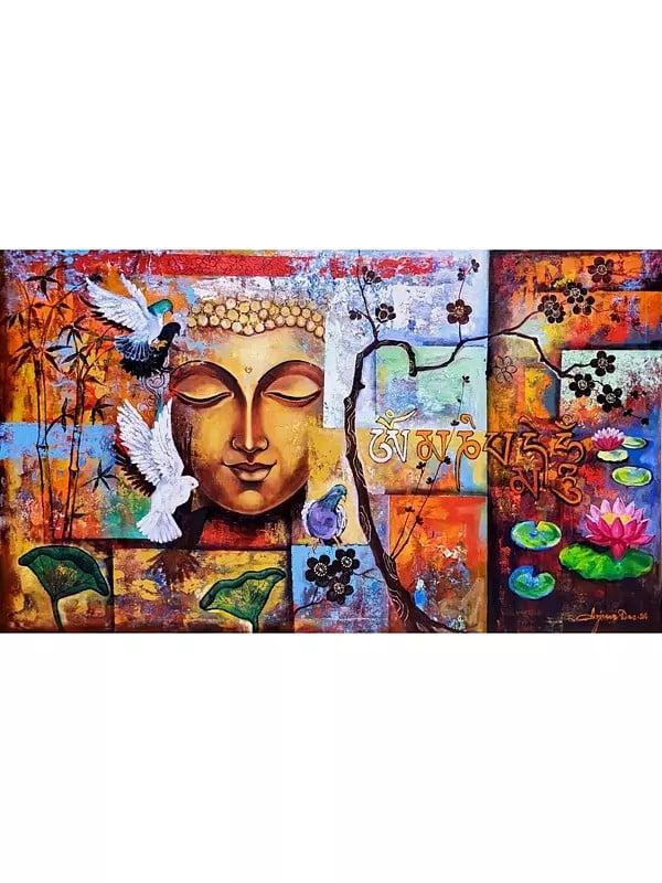 exotic india Divine Face Of Lord Buddha | Acrylic On Canvas | By Arjun Das 