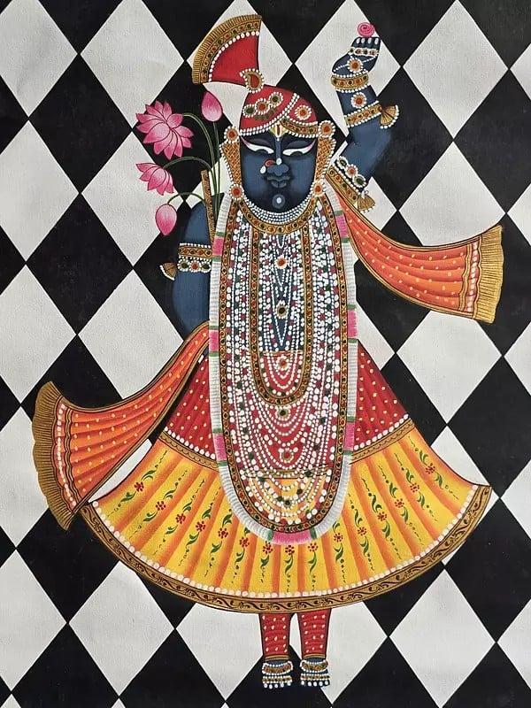 Exotic India Divine Grace Of Shrinathji | Pichwai Art | Watercolor On Cotton 