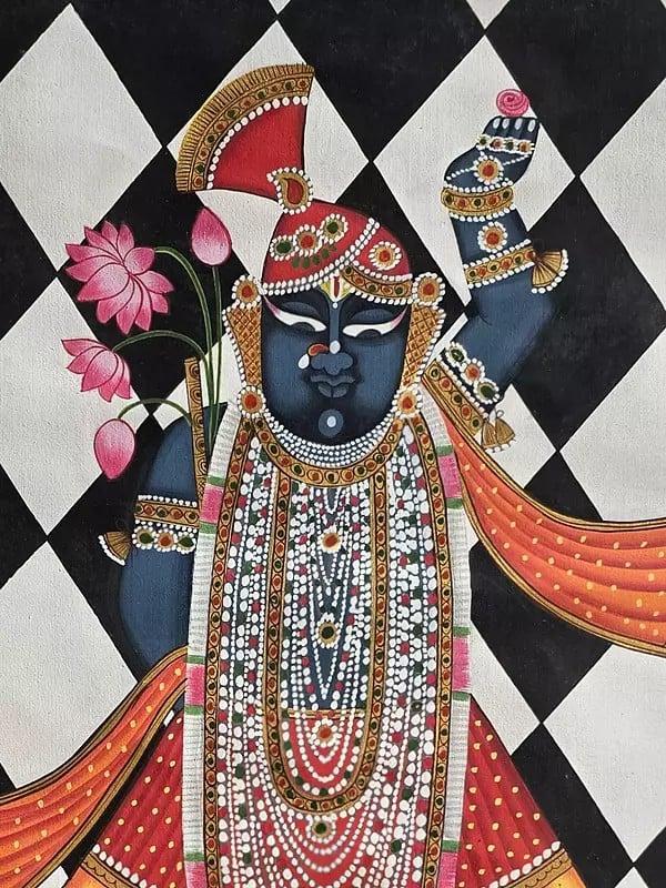 Exotic India Divine Grace Of Shrinathji | Pichwai Art | Watercolor On Cotton 