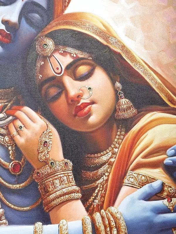 Exotic India Divine Love Of Radha Krishna Oil Painting On Canvas 