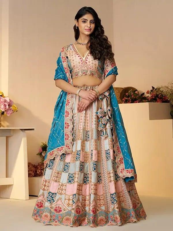 exotic india Dola Silk Heavy Sequins And Embroidery Work Stunning Wedding Wear Lehenga Choli With Soft Chinon Dupatta 