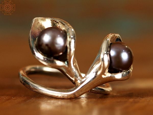 Exotic India Double Black Pearl | Sterling Silver Rings 